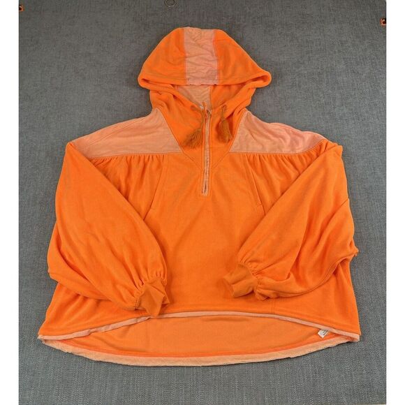Free People Movement FP Hoodie Womens (M) Orange Let it Go Sweatshirt Oversized - Picture 2 of 7
